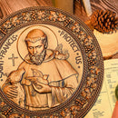 Ícone Religioso de São Francisco de Assis Esculpida em Madeira Natural