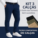 KIT 3 Calças Sociais + Brinde Cinto Social Couro