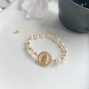Pulseira Natural de Pérolas de Água Doce da Virgem Maria
