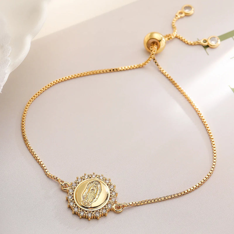 Bracelete Virgem Maria - Folheado a ouro