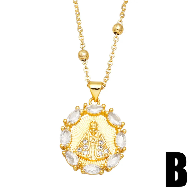 Colar Nossa Senhora Aparecida - Folheado a Ouro com Zircônias