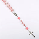 Terço Virgem Maria com Rosas de Contas de Vidro