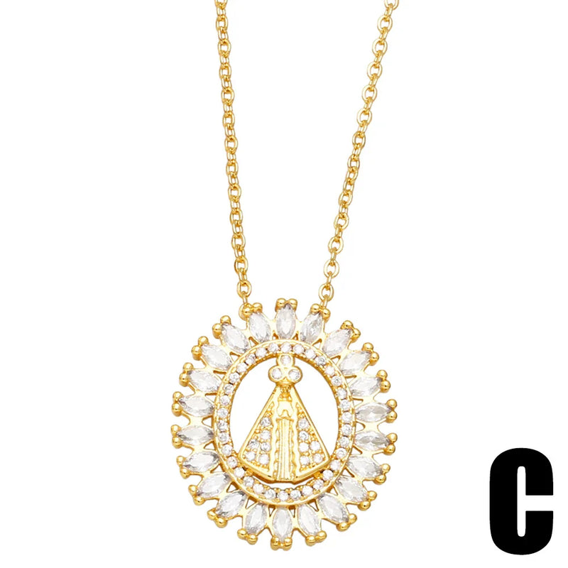 Colar Nossa Senhora Aparecida - Folheado a Ouro com Zircônias