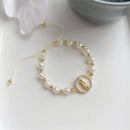 Pulseira Natural de Pérolas de Água Doce da Virgem Maria