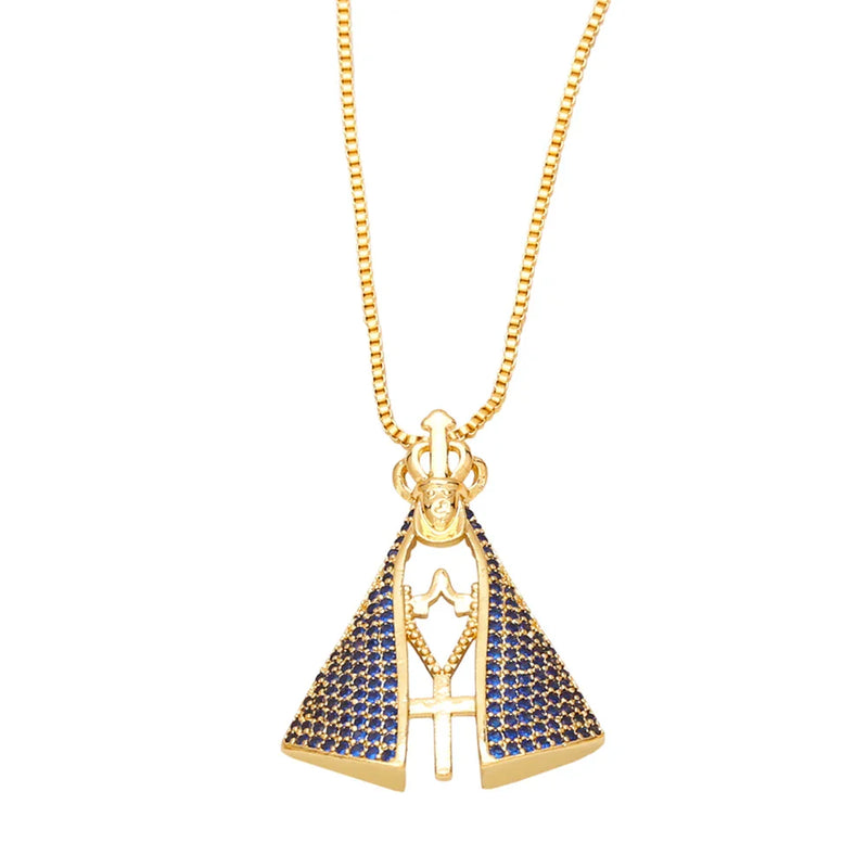 Colar Gold Nossa Senhora Aparecida - Folheado a Ouro com Zircônias + FRETE GRATUITO