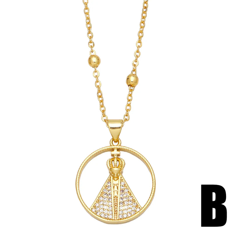 Colar Nossa Senhora Aparecida - Folheado a Ouro com Zircônias
