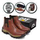 Bota Masculina Adventure em Couro Legítimo | +3 Brindes: Chinelo, Relógio e Cinto
